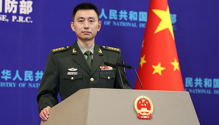 Chinese Ministry of National Defence spokesperson Senior Colonel Zhang Xiaogang answers media queries. — mod.gov.cn/File