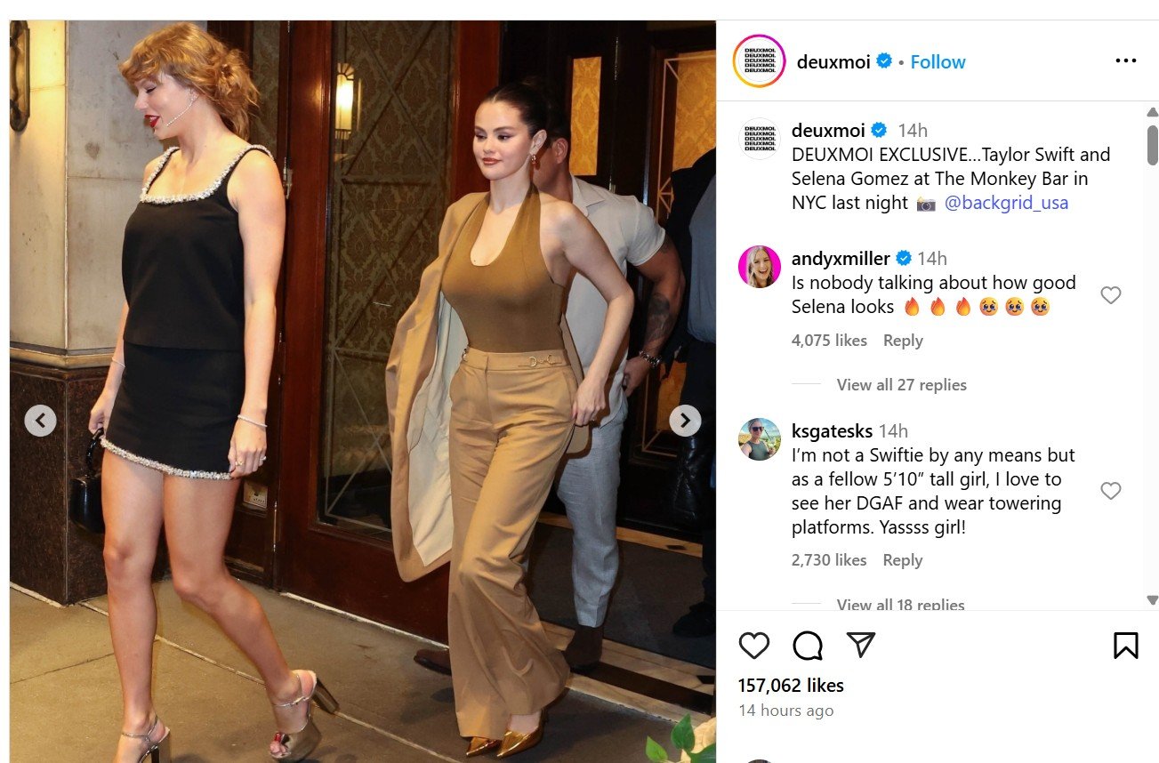 Taylor Swift and Selena Gomez enjoyed a night out in New York City