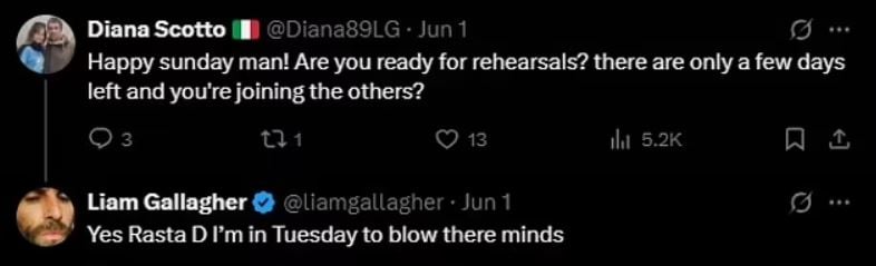Liam Gallagher ready to ‘blow minds with Oasis Live25 rehearsals