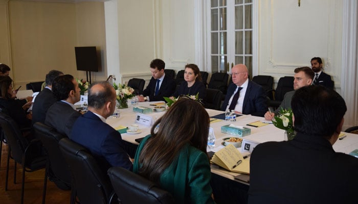 Russia’s Permanent Representative to the UN, Vassily Nebenzia (second from right), meets Pakistan’s high-level parliamentary delegation led by Bilawal Bhutto Zardari in New York on June 3, 2025. — Permanent Mission of Pakistan to the UN