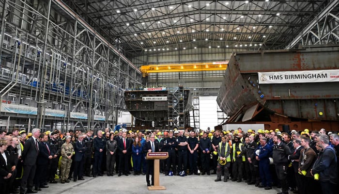 Britains Prime Minister Keir Starmer delivers a speech during a visit to the BAE Systems Govan facility, in Glasgow, Scotland, Britain, June 2, 2025. — Reuters