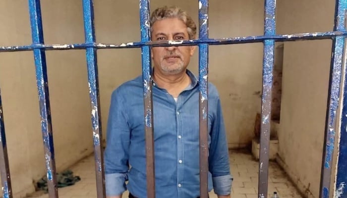 Prime suspect Salman Farooqi can be seen standing behind bars on June 2, 2025. — X/@KarachiPolice_