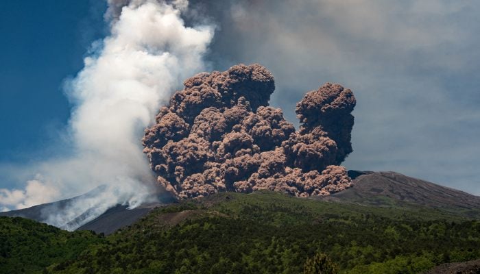 Volcanic steam rises from Mount Etna, as seen from Milo, Italy, June 2, 2025. — Reuters