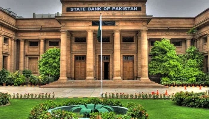 The facade of the State Bank of Pakistans building in Karachi. — AFP/File