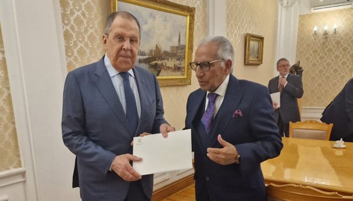 Special Assistant to Prime Minister Tariq Fatemi meets Russian Foreign Minister Sergey Lavrov in Moscow, Russia, June 3, 2025. — X/@ForeignOffice
