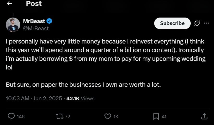 Famous Youtuber MrBeast borrows money for upcoming wedding?
