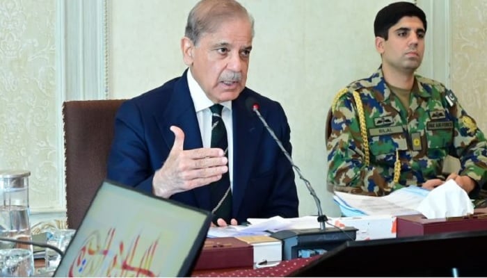 Prime Minister Muhammad Shehbaz Sharif chairs a meeting of the National Economic Council on Wednesday. —APP