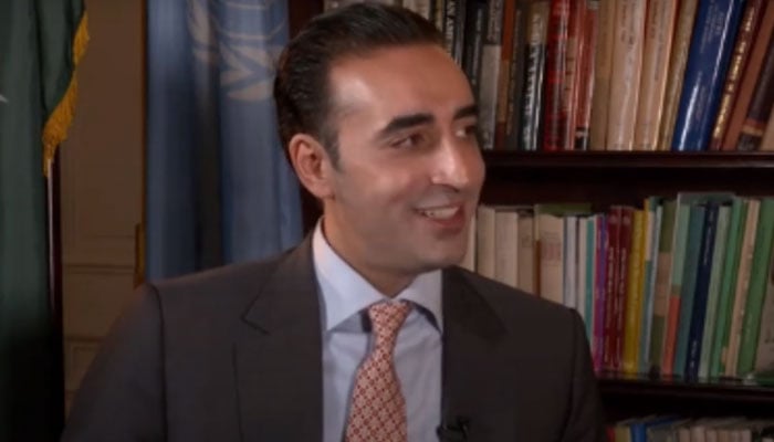 Pakistans former foreign minister and Pakistan Peoples Party (PPP) Chairman Bilawal Bhutto-Zardari is seen speaking during an interview with CCTV on June 4, 2025. — YouTube@Pakistan Peoples Party/Screengrab