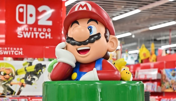 A Super Mario character is pictured at a Nintendo display ahead of the launch of the companys Switch 2 console, an electronics store in the city of Nagoya, Aichi prefecture, Japan, on June 2, 2025. — AFP