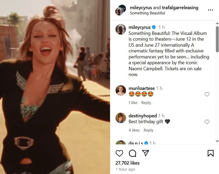 Miley Cyrus excites fans with star studded ‘Something Beautiful film