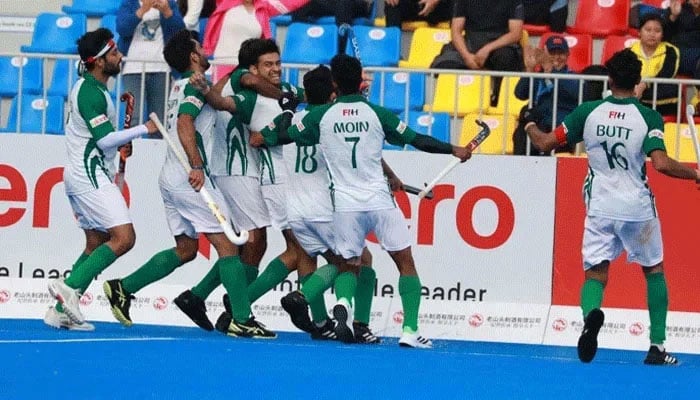 Pakistan is celebrating a goal during the Asian Champions Cup against China on September 12, 2024 - Asian Hockey Federation/Facebook/File
