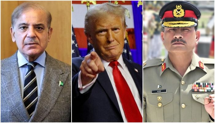 (From left to right) PM Shehbaz Sharif, US President Donald Trump and Field Marshal Asim Munir. — Radio Pakistan/Reuters/ISPR/File