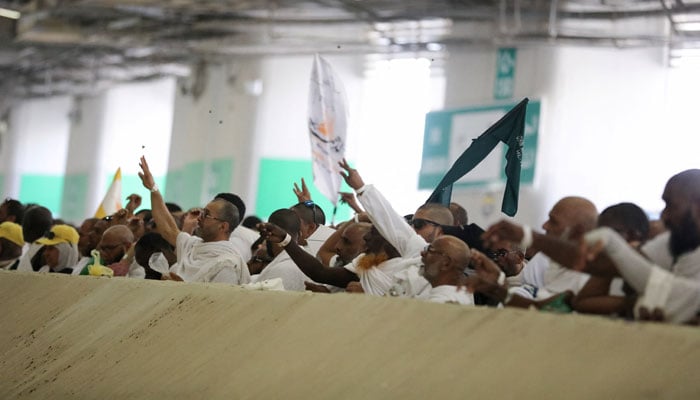 Muslim pilgrims cast their stones at a pillar symbolising Satan, during the annual Hajj pilgrimage in Mina, Saudi Arabia, June 6, 2025. — Reuters