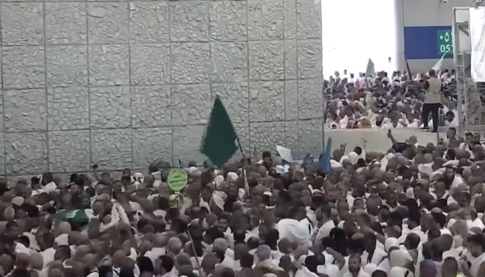 A crowd of Hajj pilgrims can be seen moving towards Mina valley to stone the devil in this still taken from a video. — Screengrab/Makkah Live website