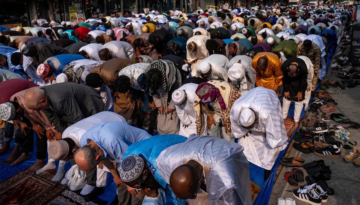 People pray to mark Eid ul Adha outside Masjid At-Taqwa in the Brooklyn borough of New York City, US, June 6, 2025. — Reuters