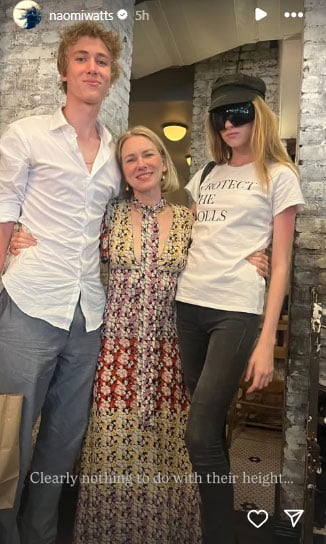 Naomi Watts reacts to her kids surprising height