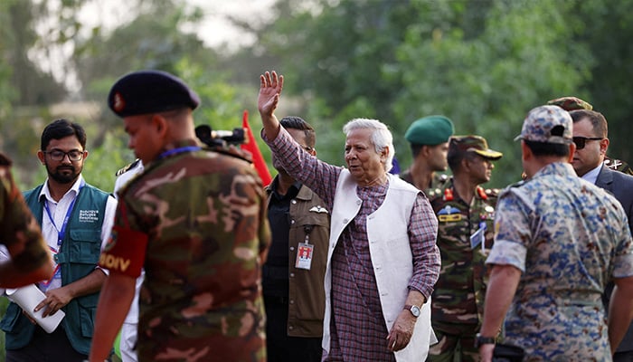 Muhammad Yunus, interim prime minister of Bangladesh, gestures as he attends Ramadan Solidarity Iftar with Rohingyas at the Rohingya refugee camp in Coxs Bazar, Bangladesh, March 14, 2025. — Reuters