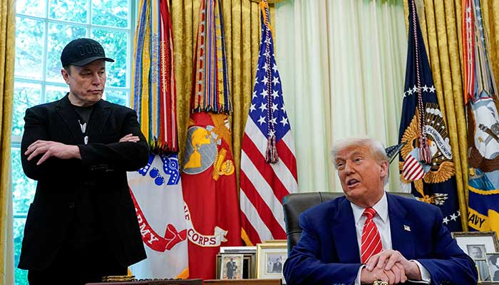 US President Donald Trump and Elon Musk attend a press conference in the Oval Office of the White House in Washington, DC, US, May 30, 2025. — Reuters