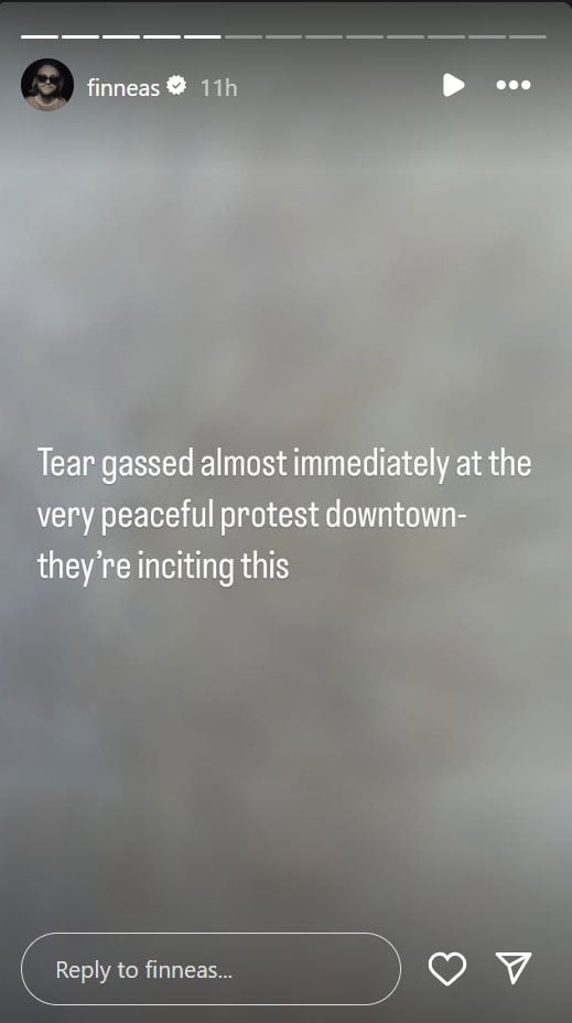 Finneas left gasping after tear gas hits at LA protest