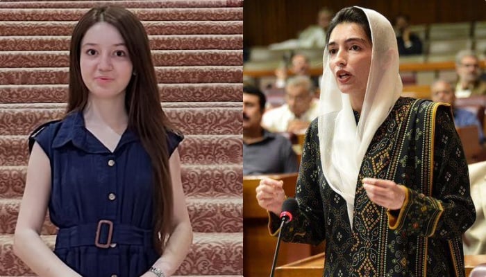 Social media influencer Sana Yousaf and MNA Aseefa Bhutto Zardari (right). —Instagram/@sanayousaf22/Facebook/@AseefaBZofficial/File