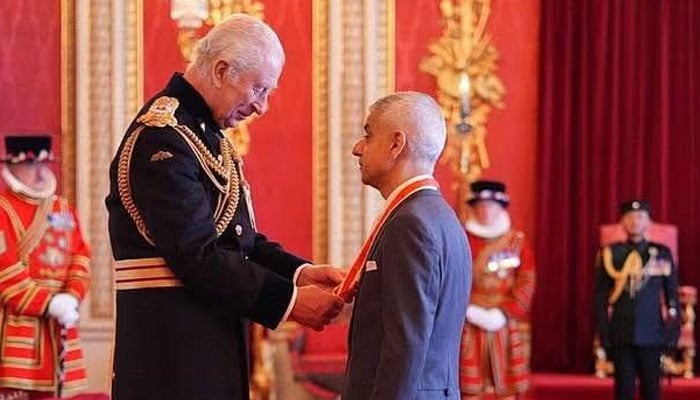 His Majesty King Charles III conferring Knighthood to Mayor of London Sir Sadiq Khan — Sir Sadiq Khan (Mayor of London)