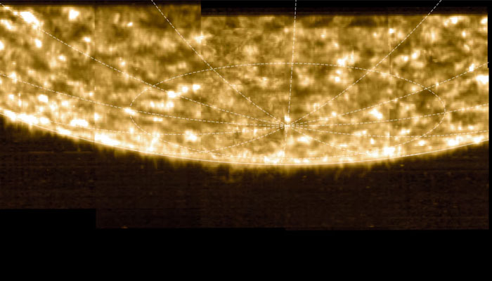 A radiance map of the sun’s south pole as recorded by the Solar Orbiter spacecraft is seen in this image released by the European Space Agency on June 11, 2025. — Reuters