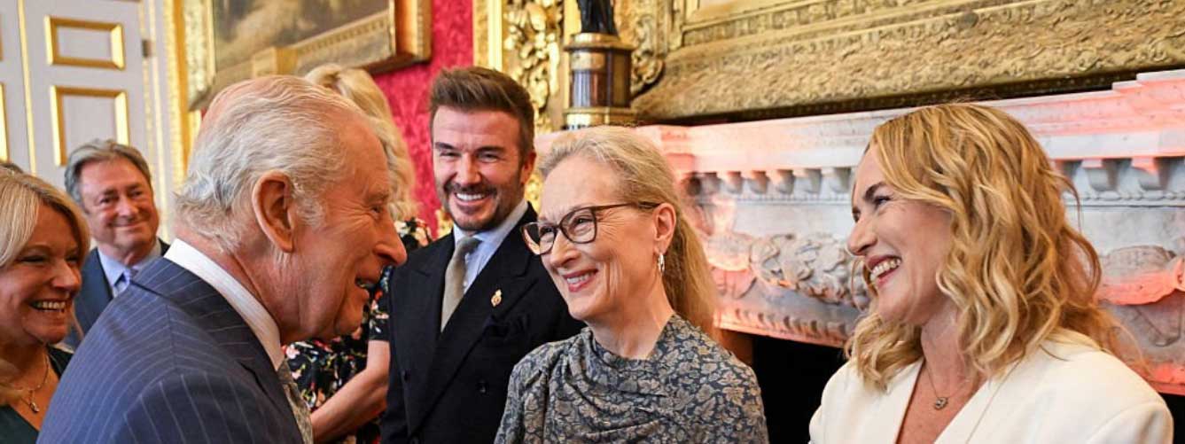 King Charles meeting Meryl Streep, David Beckham and Kate Winslet