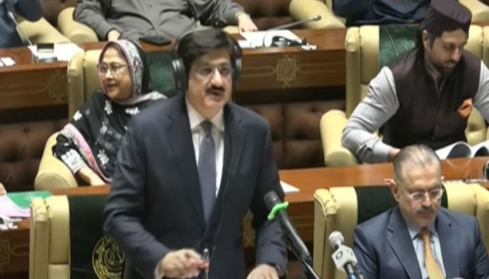 Sindh Chief Minister Murad Ali Shah presents provincial budget on June 13, 2025. — YouTube/GeoNews/screengrab