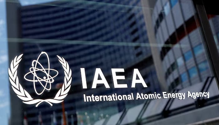 The logo of the International Atomic Energy Agency (IAEA) is seen at their headquarters during a board of governors meeting, amid the coronavirus disease (COVID-19) outbreak in Vienna, Austria, June 7, 2021. — Reuters