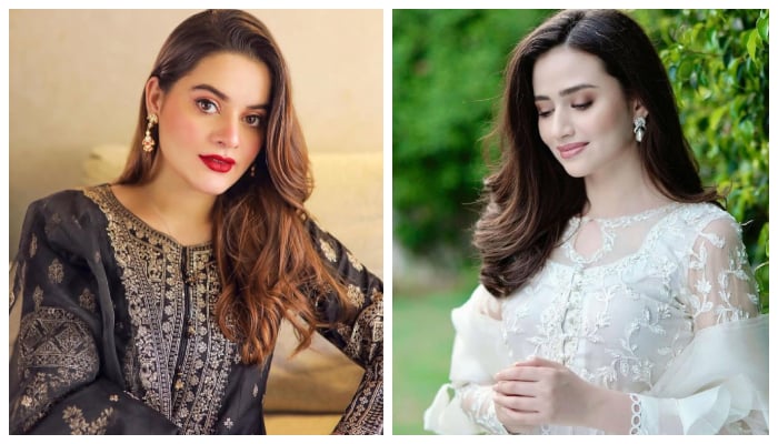 The combined image shows Minal Khan and Sana Javaid. — Instagram/@minalkhanofficial/@sanajavaid/File