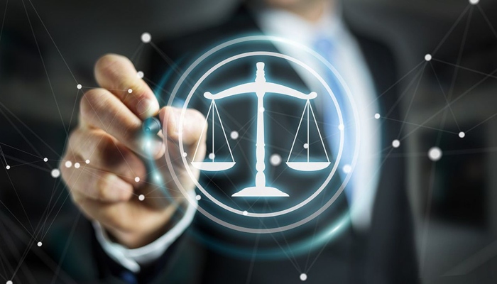 Image shows digital balancing scale representing justice system. — Council of Europe website/File