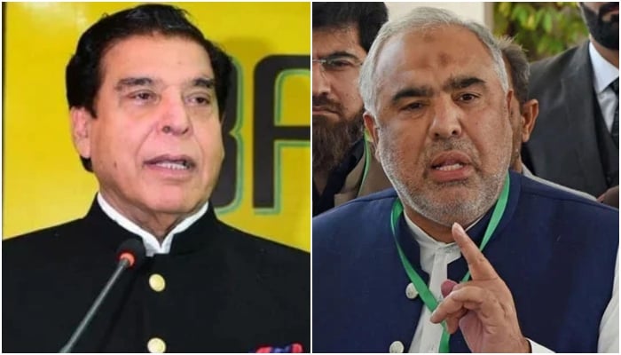 PPP leader and ex-premier Raja Pervaiz Ashraf (left) and PTI senior leader and former NA speaker Asad Qaiser. — Online/Facebook/Raja Pervez Ashraf/File