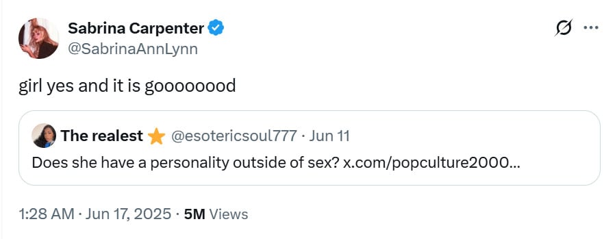 Sabrina Carpenter fires back at critics over album cover uproar