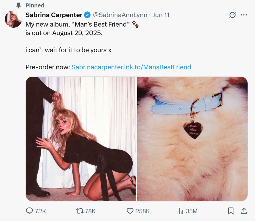 Sabrina Carpenter fires back at critics over album cover uproar