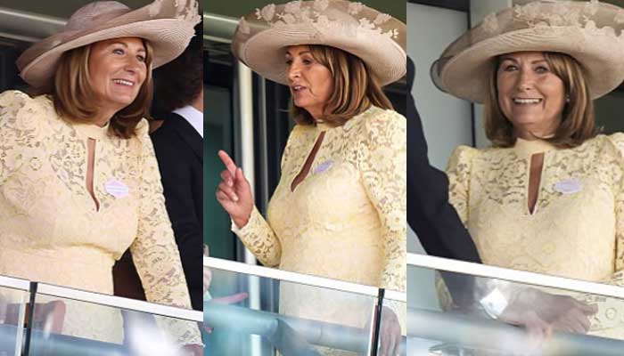 Kate Middletons mother looks elegant as she makes out for daughters absence