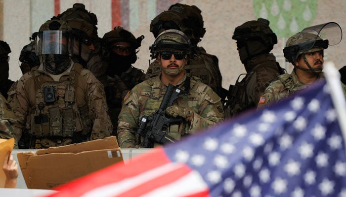 National Guard members stand guard outside the Edward R. Roybal Federal Building during a No Kings Day protest against President Donald Trumps policies, in Los Angeles, California, US, June 14, 2025. — Reuters