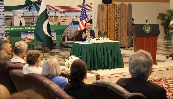 Field Marshal Syed Asim Munir talking with media persons and other dignitaries in Washington DC, US. — ISPR/File