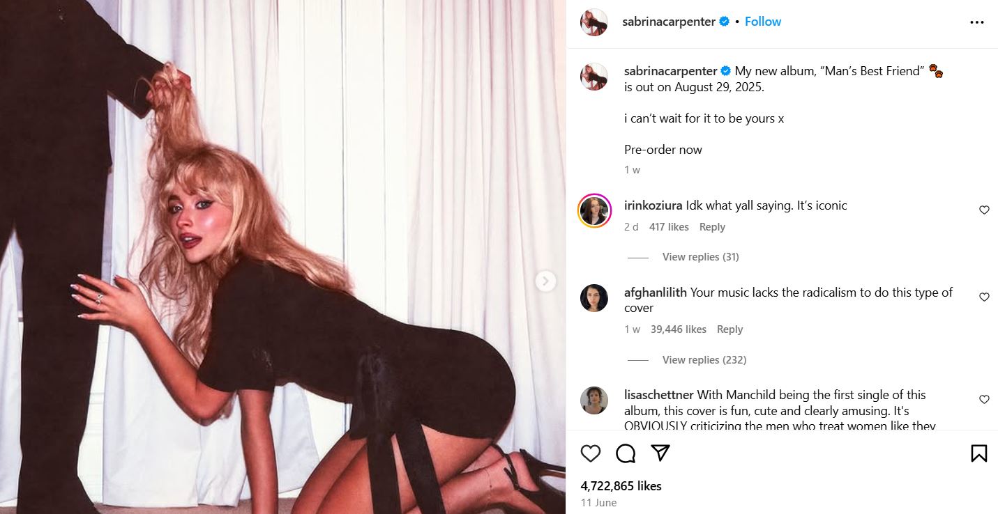 Sabrina Carpenter plans ‘disappointing move post album cover controversy