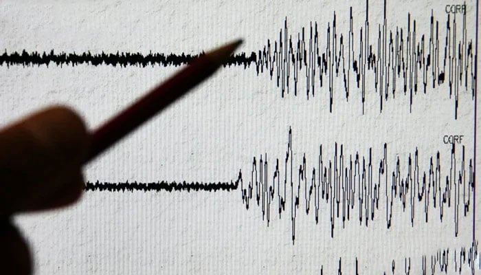 An earthquake measuring scale reading the intensity of an earthquake in this image. — X/@AFP/File
