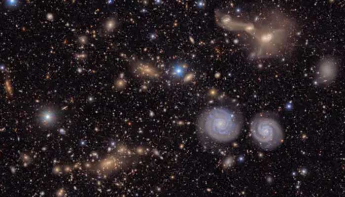 In just a small section of the Rubin Observatorys total view of the Virgo Cluster, bright stars shine in the foreground in front of many distant galaxies. — Vera C Rubin Observatory/AFP