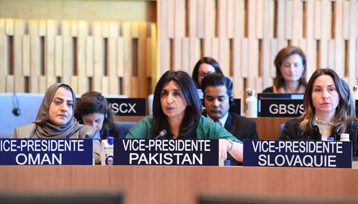 Permanent Delegate of Pakistan to UNESCO, Ambassador Mumtaz Zahra Baloch, speaks at the plenary session of UNESCO’s 221st Executive Board in Paris. — Embassy of Pakistan