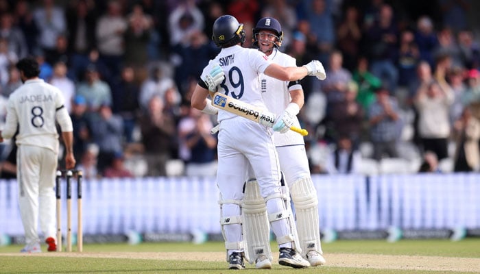 Ten highest winning run-chases in Test history 1 Englands Joe Root and Jamie Smith celebrate winning the first Test between England v India at Headingley Cricket Ground, Leeds, Britain on June 24, 2025 . — Reuters