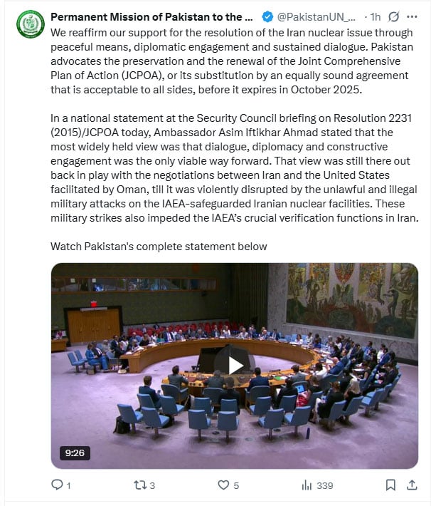 At UNSC, Islamabad renews push for diplomacy on Iran nuclear issue 8 At UNSC, Islamabad renews push for diplomacy on Iran nuclear issue