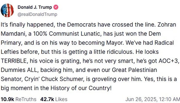 — Truth Social@realDonaldTrump