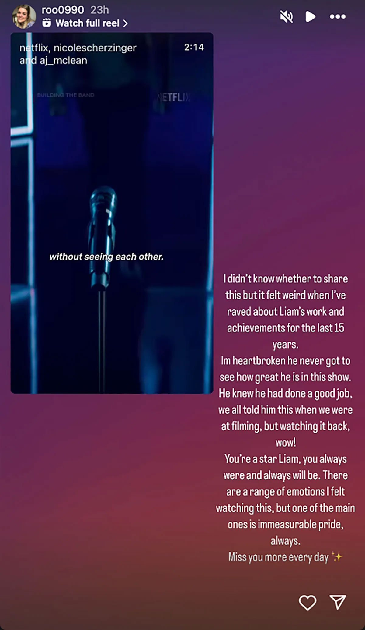 Liam Paynes sister reacts to singers final TV project