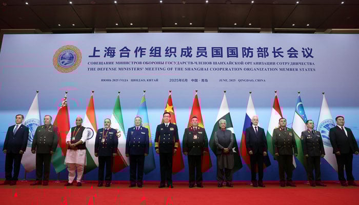 Chinese Defence Minister Dong Jun (centre) and his counterparts pose for a group photo before the Shanghai Cooperation Organisation (SCO) Defence Ministers Meeting in Qingdao, Shandong province, China June 26, 2025. — Reuters