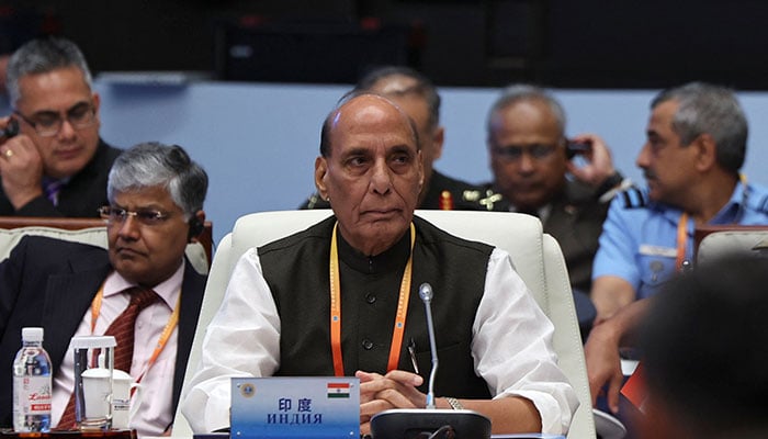 Indias Defence Minister Rajnath Singh attends the SCO Defence Ministers Meeting in Qingdao, Shandong province, China June 26, 2025. — Reuters