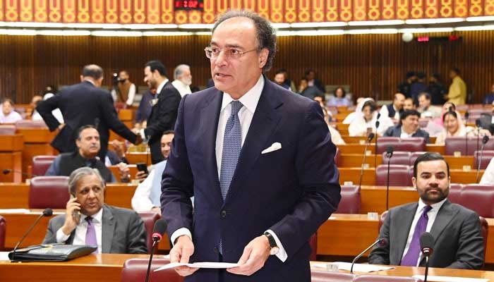 Finance Minister Muhammad Aurangzeb speaks during NAs budget session in Islamabad, on June 26, 2025. — X/@NAofPakistan