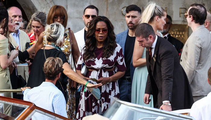 Oprah Winfrey looks on as she leaves Gritti Palace Hotel, ahead of the anticipated wedding of Amazon founder Jeff Bezos and Lauren Sanchez in Venice, Italy, June 26, 2025. — Reuters