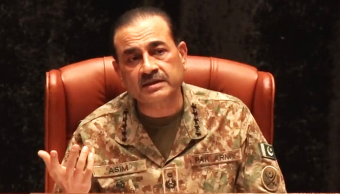 Chief of Army Staff (COAS), Field Marshal Syed Asim Munir, addresses 52nd CTP of the Civil Services Academy at the Army Auditorium, in a video released on June 27, 2025. — ISPR